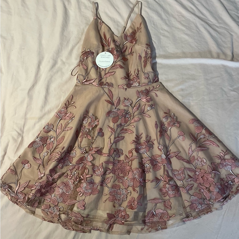 Two Sisters The Label Sassy Pink Floral Embroidered Dress Small